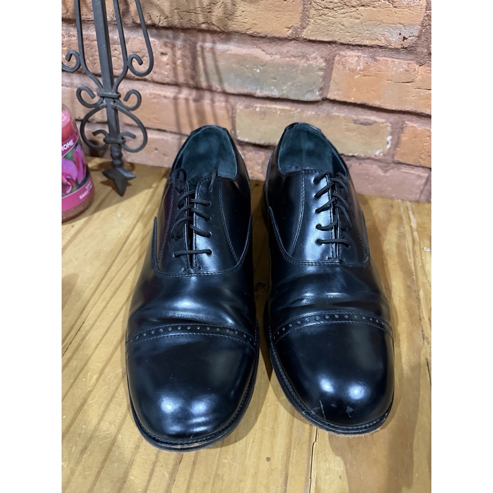 David Taylor 10.5 M Loafers‎ Black Leather Oxfords Round Toe Slip On Shoes